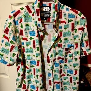 RSVLTS Grogu “baby yoda” Christmas button up